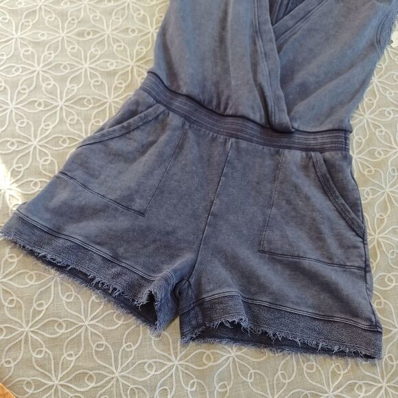 Anthropologie Daily Practice Romper Shorts 100% Cotton Faux Wrap Top. NWT - Picture 4 of 15